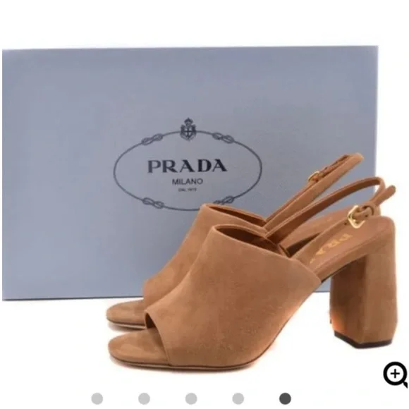 Prada Shield Suede Calzature Donna Camoscio Slingback Heels - Picture 3 of 9